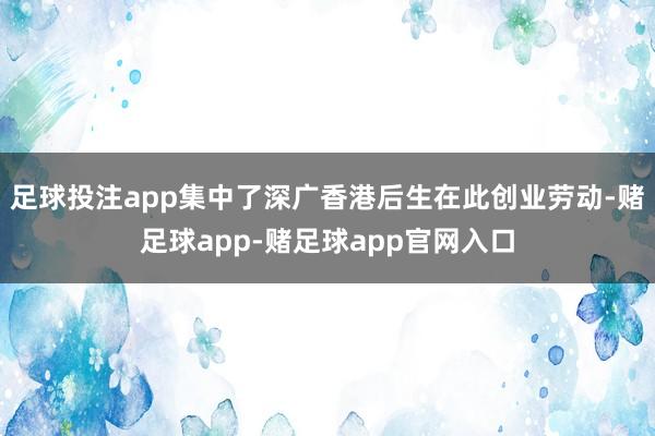 足球投注app集中了深广香港后生在此创业劳动-赌足球app-赌足球app官网入口