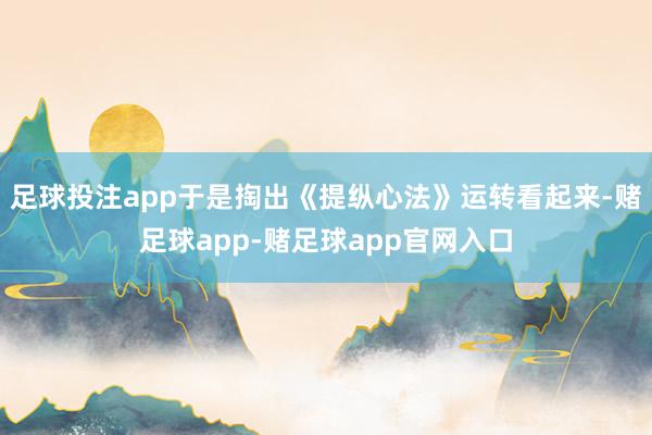 足球投注app于是掏出《提纵心法》运转看起来-赌足球app-赌足球app官网入口