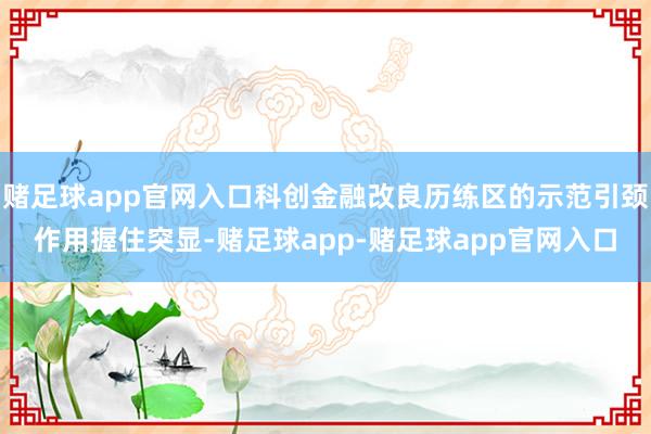 赌足球app官网入口科创金融改良历练区的示范引颈作用握住突显-赌足球app-赌足球app官网入口